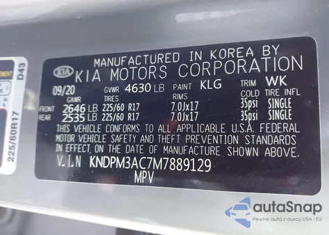 2021 Kia Sportage Lx из США, поврежденный, VIN KNDPM3AC7M7889129